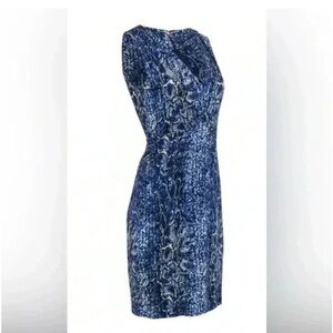 Tory Burch Blue Snakeskin Print Silk Sleeveless Sheath Dress Women’s XL NWOT